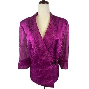 Alex Evenings Women's Purple Pink Crushed Velvet Sheer Wrap Blouse Top‎ Size 2X